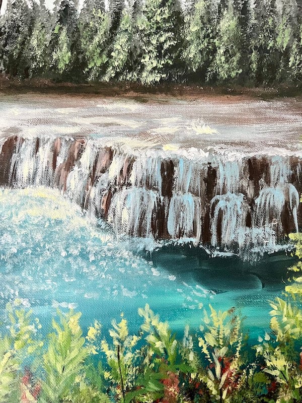 closeup of waterfall art