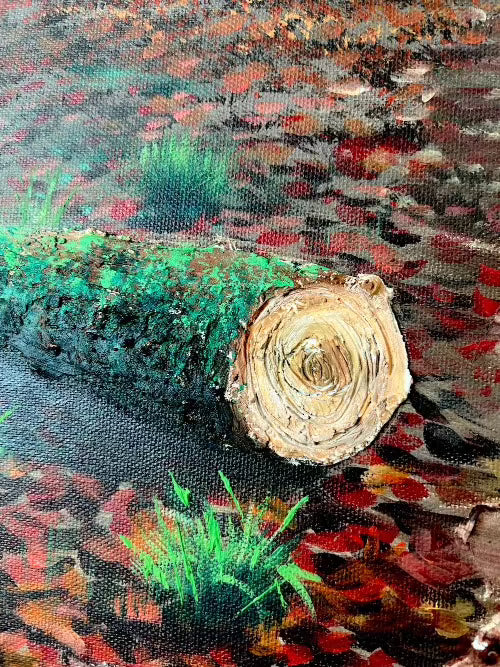 Textured tree log painting on canvas